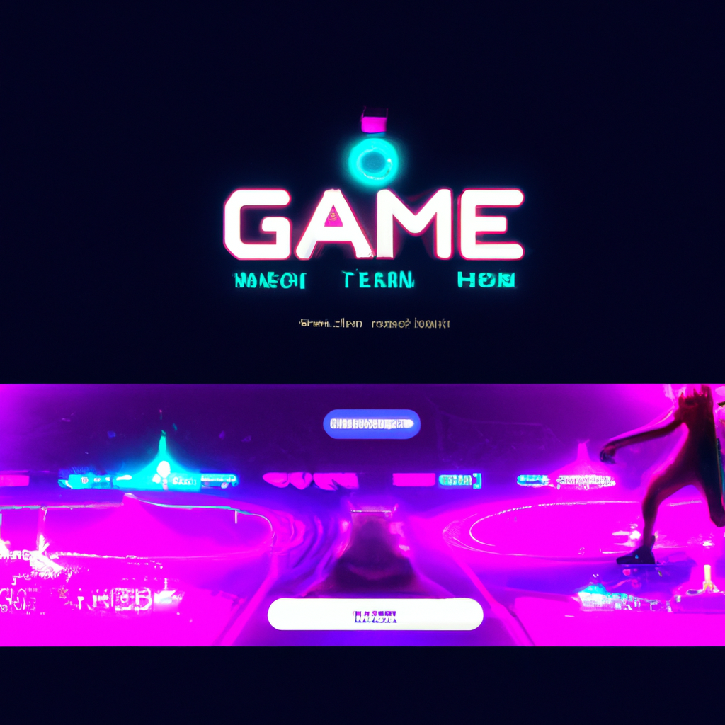 In-game screenshot showing neon arena